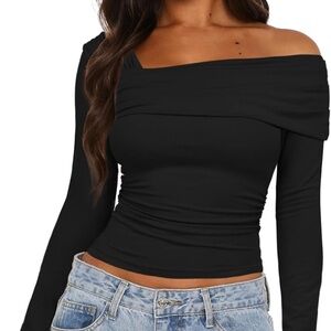 Elegant Black Off-Shoulder Women's Top